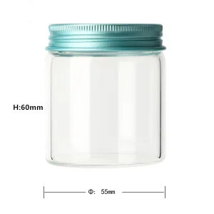 Clear Glass Storage Jar with Aluminum Lid 85ml Candy Bottle with Spiral Shape Bottleneck