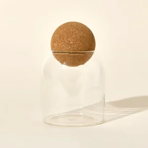 Clear Glass Storage Jar with Ball Cork or Airtight Wooden Lid for Votive Candles