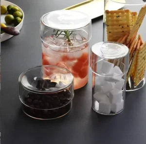 Clear Glass Storage Jar with Cork Lid for Coffee Beans and Kitchen Food Storage
