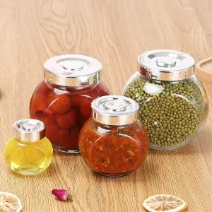 Clear Glass Storage Jar with Tight-Seal Lid for Candy, Jam, Spices and Food