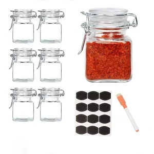 Clear Glass Storage Mason Jar with Airtight Clip-Top Lid for Food, Jam, Canning and Spices, 100ml 500ml