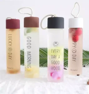 Clear Glass Water and Juice Bottle, Reusable, for Refrigerator Storage