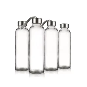 Clear Glass Water and Sports Drinking Bottle, 300ml, 420ml, or 500ml