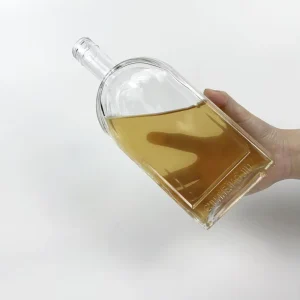 Clear Glass Wine and Beverage Bottles with Lids, Heavy Base and T-Top Cap