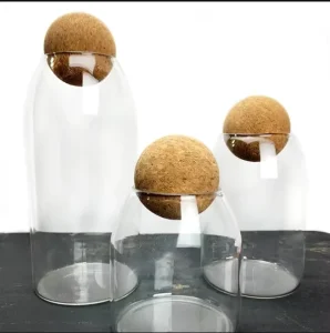 Clear Heat-Resistant Borosilicate Glass Food and Candy Storage Jar with Ball Cork
