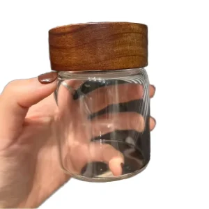 Clear High Borosilicate Glass Storage Canister Set with Airtight Wooden Lid, 3 Pack, Dishwasher Safe, BPA Free