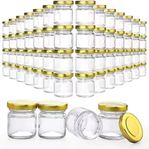 Clear High White Hexagonal Glass Seal Jar 45ml Honey Wedding Favor & Jam Sample Bottle