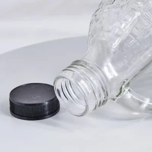 Clear Lead-Free Glass Jug 1L for Cold Water Hot Juice and Tea with Screw Cap