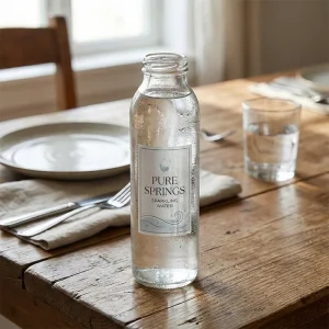 Clear Matte Flint Glass Water Bottle 300ml Sparkling Water Thick Bottom Custom Logo Factory Supply