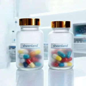 Clear Pill Supplement Capsule Glass Bottle with Wide Mouth Glass Jar