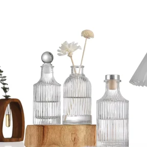 Clear Ribbed Glass Reed Diffuser Bottle for Fragrance and Aromatics