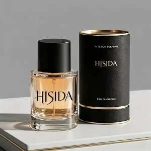 Clear Round Empty Glass Perfume Bottles with Box, Black Cylinder Cap and Crimp Finish, 30ml 50ml 100ml