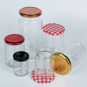 Clear Round Glass Canning Jars for Honey Jam Pickle Sauce and Coconut Oil with Metal Lid