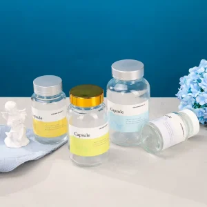 Clear Round Pharmaceutical Glass Bottle 60ml 80ml 100ml 120ml 150ml 200ml with Plastic Screw Lid