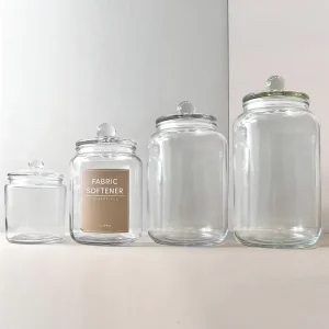 Clear Round Storage Container Wide Mouth Round Glass Cookie Coffee Pasta Food Storage Jar With Airtight Glass Lid