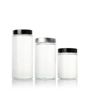 Clear Round Straight-Sided Honey Glass Jar with Cap, 380ml 500ml 750ml