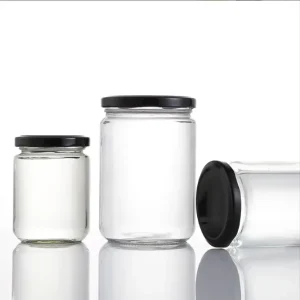 Clear Round Wide Mouth Glass Canning Jar With Metal Lid 250ml 500ml 8oz 16oz for Honey Jam Pickles and Sauce