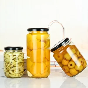 Clear Round Wide Mouth Glass Canning Jar with Metal Lid for Honey, Jam, Pickles and Sauce