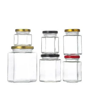 Clear Round Wide Mouth Glass Canning Jars for Honey, Jam, Pickles, and Sauce with Metal Lid 250ml 500ml 8oz 16oz