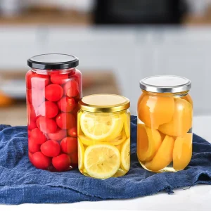 Clear Round Wide Mouth Glass Jar Canning Jars for Honey Jam Pickle Sauce With Metal Lid