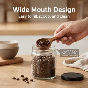 Clear Round Wide Mouth Glass Jar Canning Jars for Honey Jam Pickle Sauce With Metal Lid 250 ml 500 ml 8 oz 16 oz