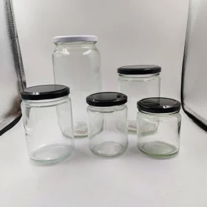 Clear Round Wide Mouth Glass Jar Canning Jars for Honey Jam Pickle Sauce With Metal Lid