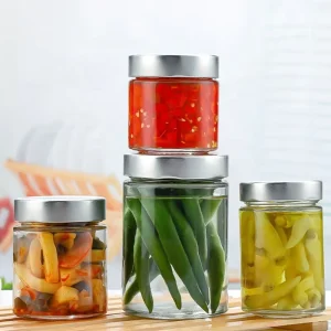 Clear Round Wide Mouth Glass Jar Canning Jars for Honey Jam Pickle Sauce with Metal Lid 250 ml 380 ml 8 oz 16 oz