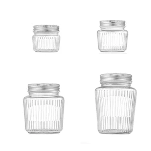 Clear Sealed Food Grade Glass Jar with Aluminum Cap for Honey Jam Pickle Oat Storage