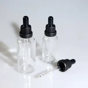 Clear Skincare Dropper Bottles 5ml 10ml 15ml 20ml 30ml 50ml 100ml with Tamper-Evident Glass Bottles