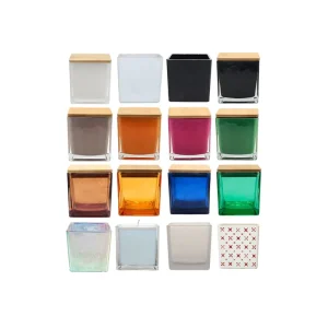 Clear Square 16 oz Empty Glass Candle Jar