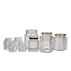 Clear Square Glass Jar with Lid for Pickles
