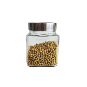 Clear Square Glass Jar with Metal Screw Lid for Canning Condiments