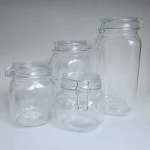 Clear Square and Round Glass Jars with Glass Clip Lids 2.0-3.0L Capacity for Food Storage