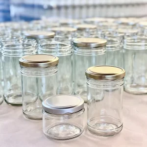Clear Straight Round Glass Jar with Tinplate Lid 180ml 280ml 500ml for Sauce Jam Salad Cookie Food Storage