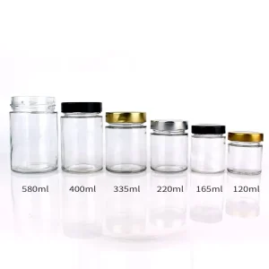 Clear Straight-Side Glass Honey Jars with Metal Lid