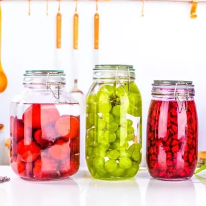 Clear Thick Glass Storage Jar with Swing Top Clip Lid for Spice and Pickle Storage