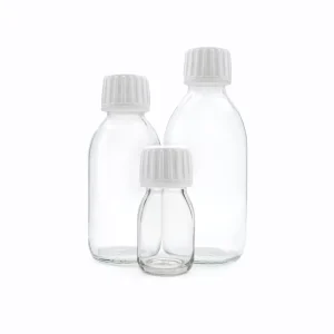 Clear Thickened Glass Syrup Bottles Narrow Mouth Oral Liquid Medicine Vials for Enzyme Antibiotic Lab Reagent Storage