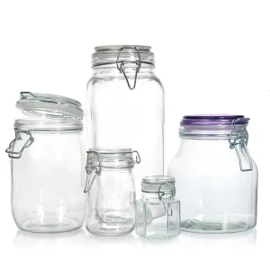Clear Wide-Mouth Glass Canning Jars with Airtight Locking Lids for Kitchen and Pantry Storage