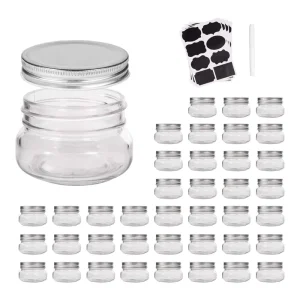 Clear Wide Mouth Glass Mason Jar 4oz 8oz 16oz 32oz 64oz with Metal Lid