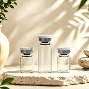 Clear and Amber Glass Vials Empty Sterile Glass Bottles with Rubber Stoppers and Flip Tops for Injection and Essential Oils