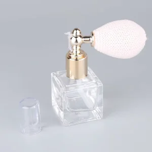 Clear and Pink Square Glass Perfume Bottle