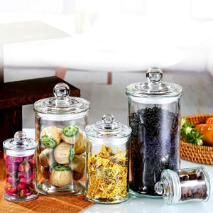 Coconut Glass Container Dry Food Sweet Candy Chocolate Storage Glass Cookie Jar with Lid 100ml 150ml 350ml 750ml 1250ml