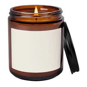 Coffee Caramel Creme Mocha Latte Scented Candle Soy Wax Glass Jar with Black Lid