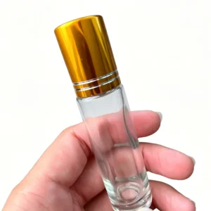 Color Slim Round Cylinder Clear Glass Roller Bottle 5ml 10ml Mini Travel Perfume Bottle