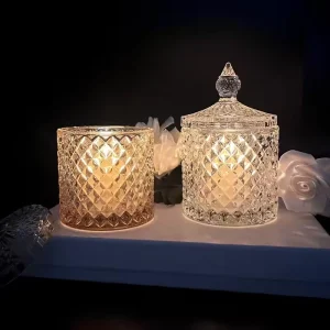 Colored Glass Candle Jars with Glass Lids, Wide Mouth, 150 ml, 250 ml, 500 ml
