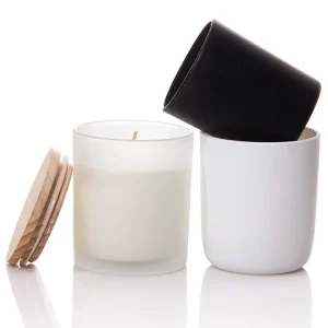 Colored Glossy Glass Candle Jars with Lids