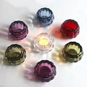 Colored Iridescent Votive Ball Glass Tealight Holder