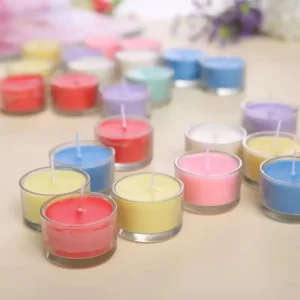 Colored Soy Wax Unscented Tealight Candle in Small Glass Jar