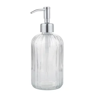Colorful Glass Bathroom Soap Dispenser and Black Matte Glass Lotion Bottle