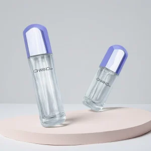 Colorful Glass Cosmetic Container Set with Pump Bottles and Jars for Skincare Cream Lotion Serum Oil